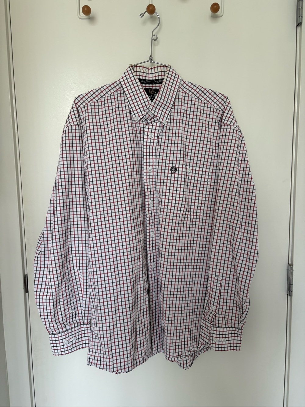 Wrangler Men's White & Red Checked Button-Up Shirt Size L